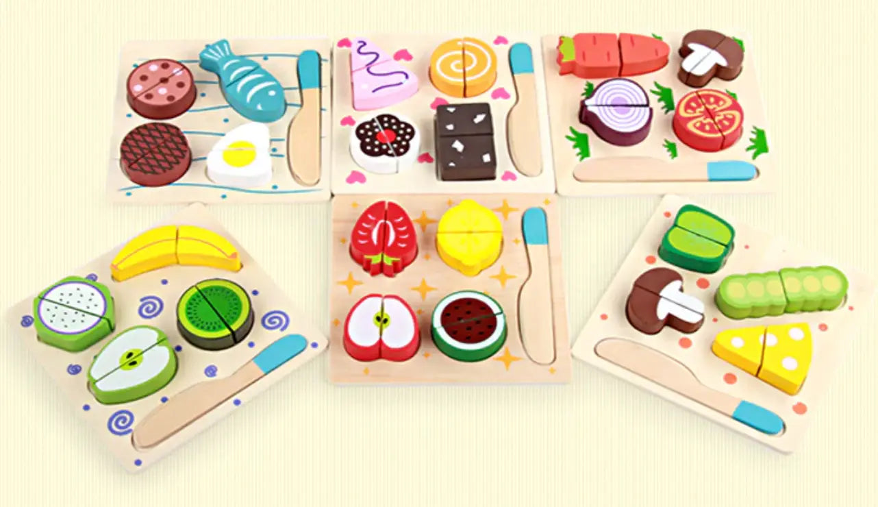 Montessori Wooden Fruits Vegetables Cut Chile Set