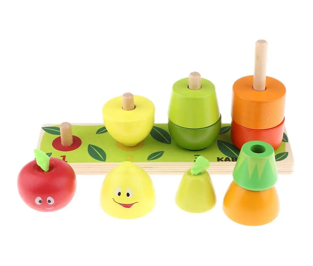 Montessori Wooden Fruit Pile Tower Set