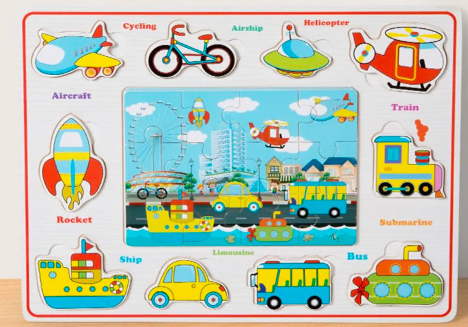 Montessori Wooden Transportation Puzzle Set - Little Aron