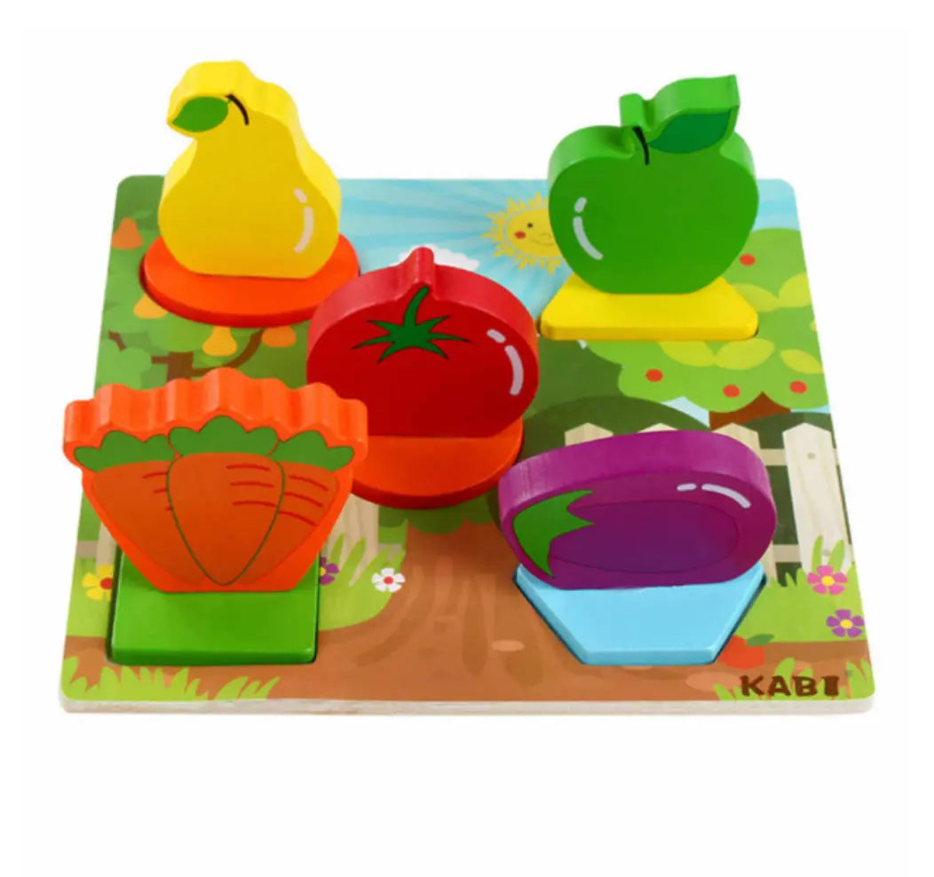  Montessori Wooden 3D puzzle - fruit