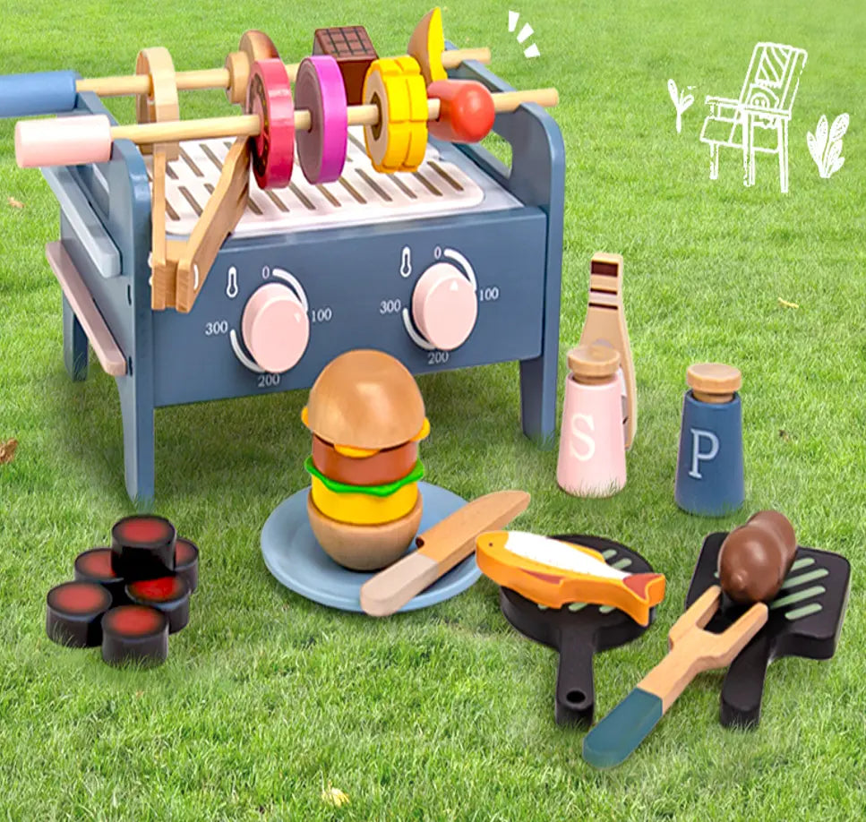 Montessori Wooden BBQ Play Set - Little Aron