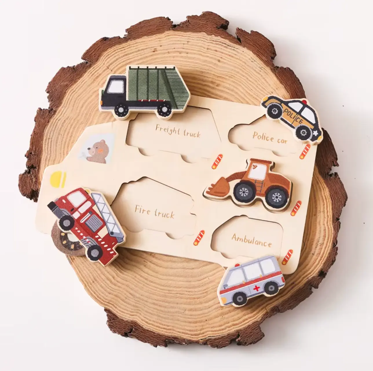 Montessori Puzzle Board Cars Complete Activity
