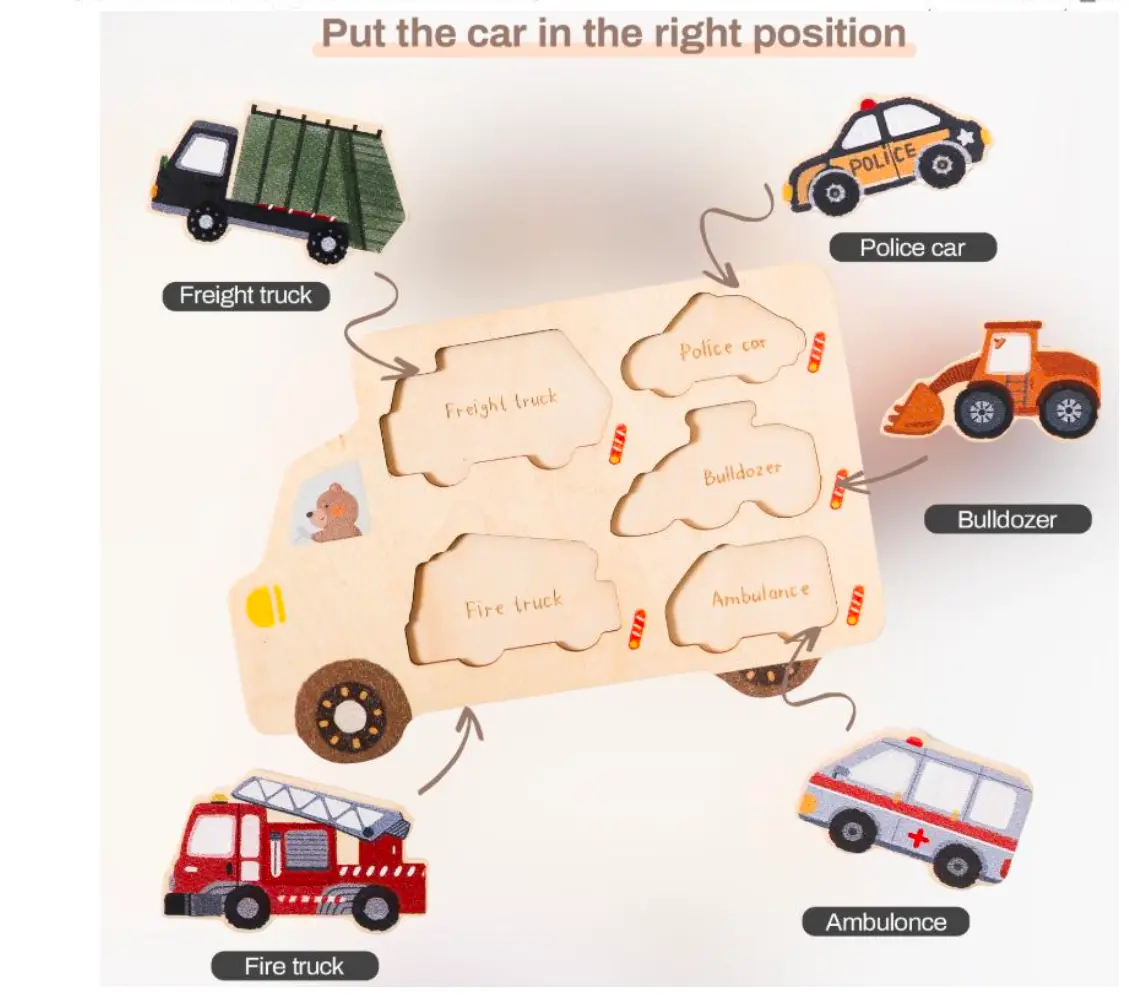 Montessori Puzzle Board Cars 
