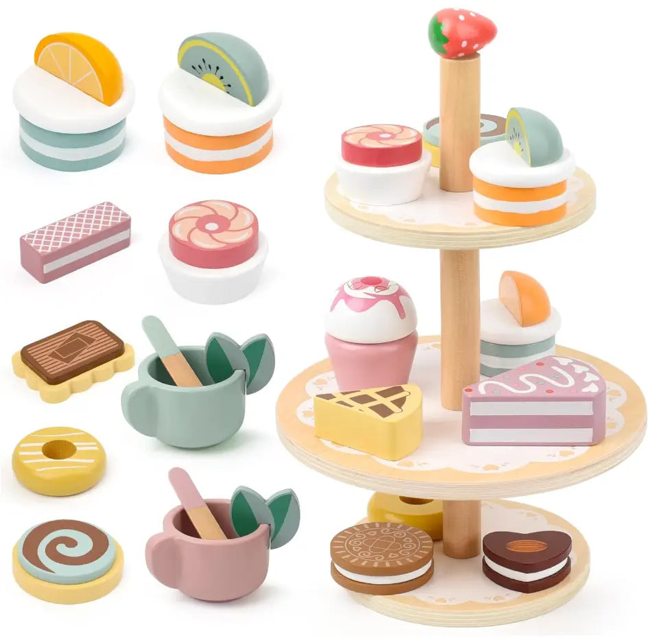 Montessori Wooden Cake Rack Set