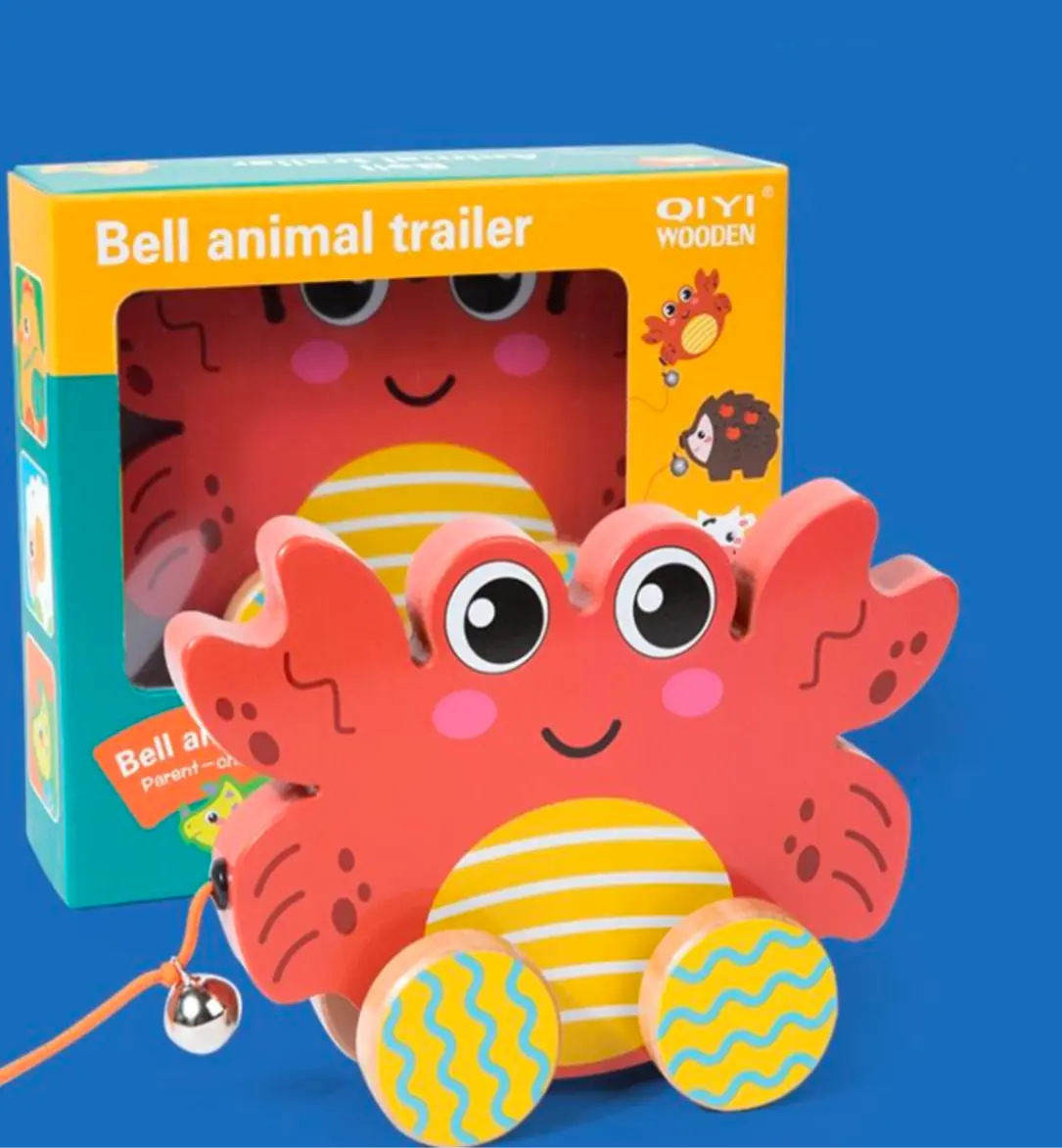 Wooden Crab Toodler trailer - Montessori toy