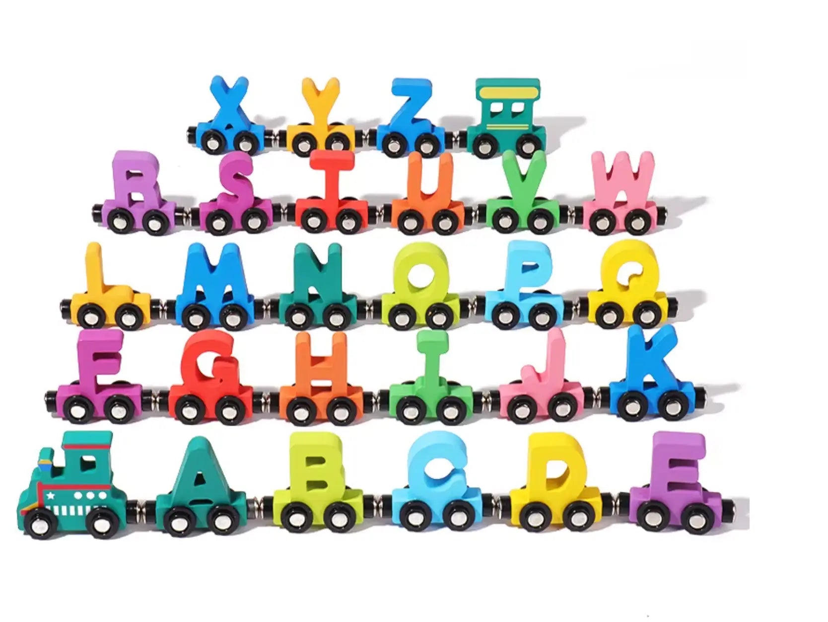 Montessori Wooden Letter Magnet Cars Set - Little Aron