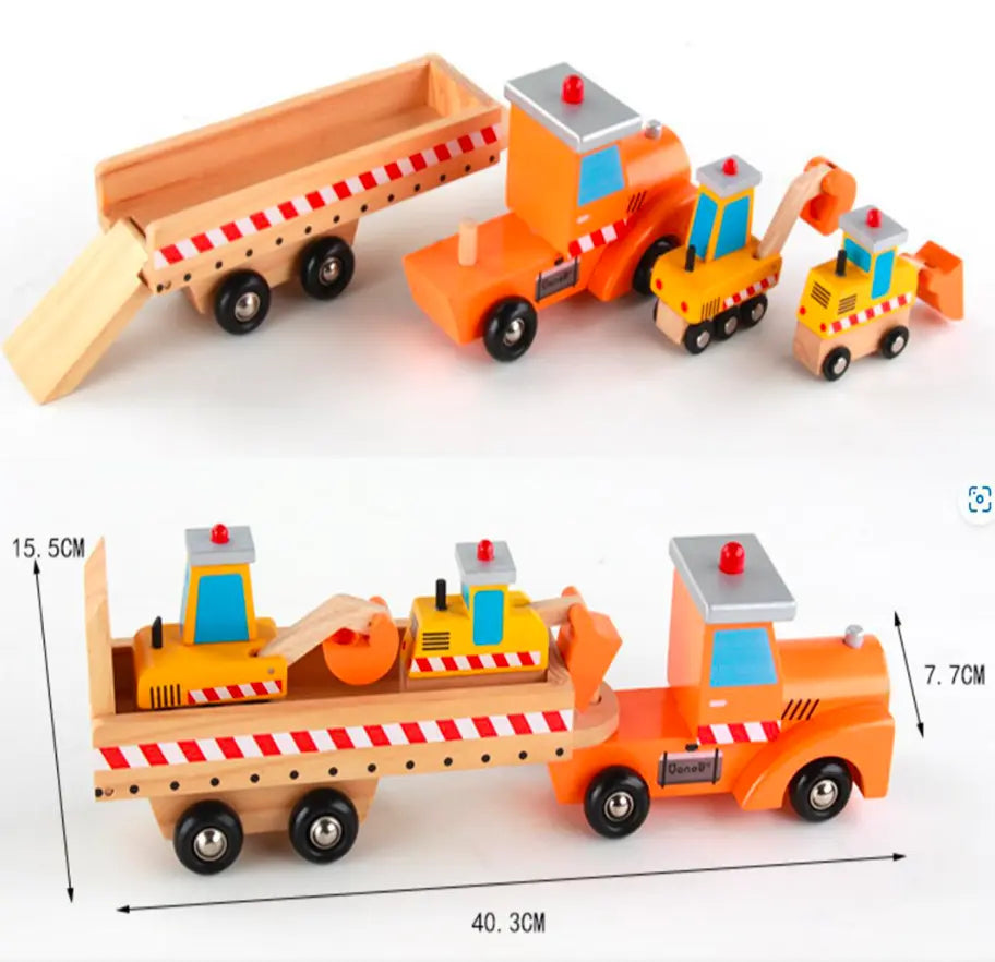 Montessori Construction Truck Wooden Toy - Little Aron
