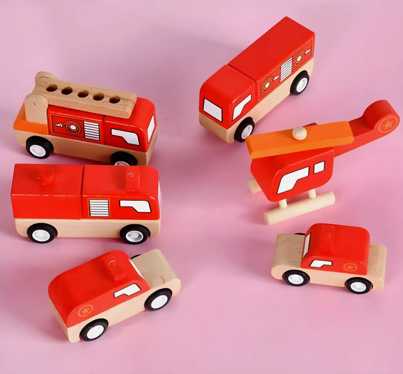 Montessori Wooden Firefighting Rescue Vehicle - Little Aron