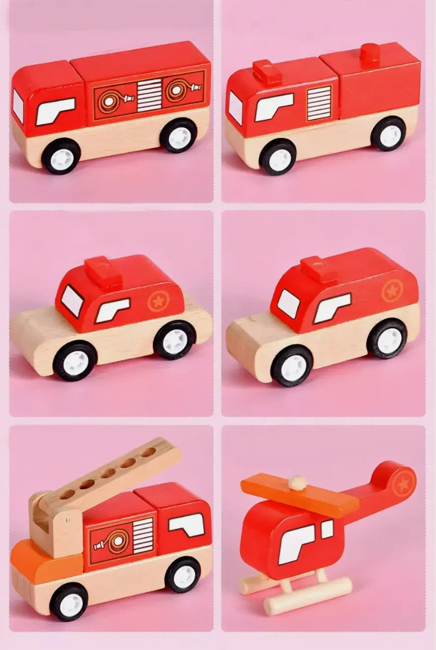 Montessori Wooden Firefighting Rescue Vehicle - Little Aron