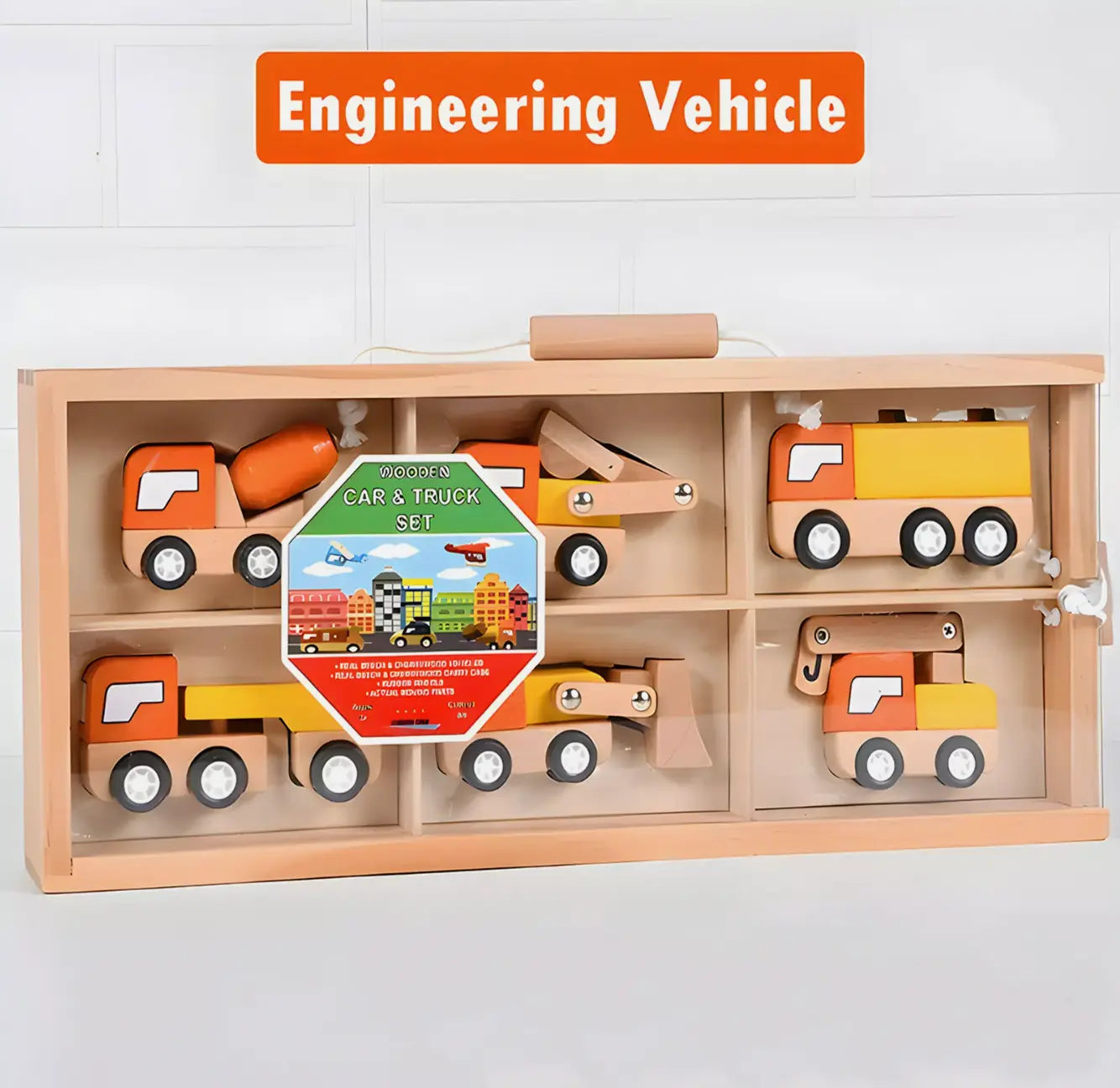 Montessori Wooden Unit Construction Truck Set - Little Aron