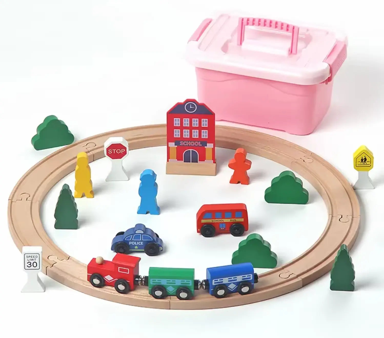 Montessori Wooden Circular Train Track Set - Little Aron