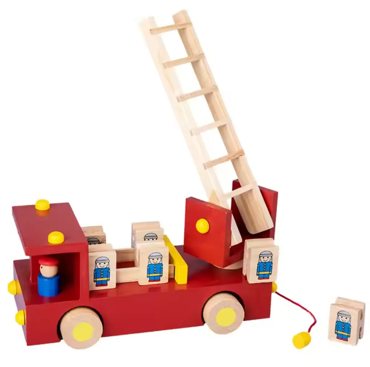 Montessori Wooden Fire Fighting Truck Toy - Little Aron