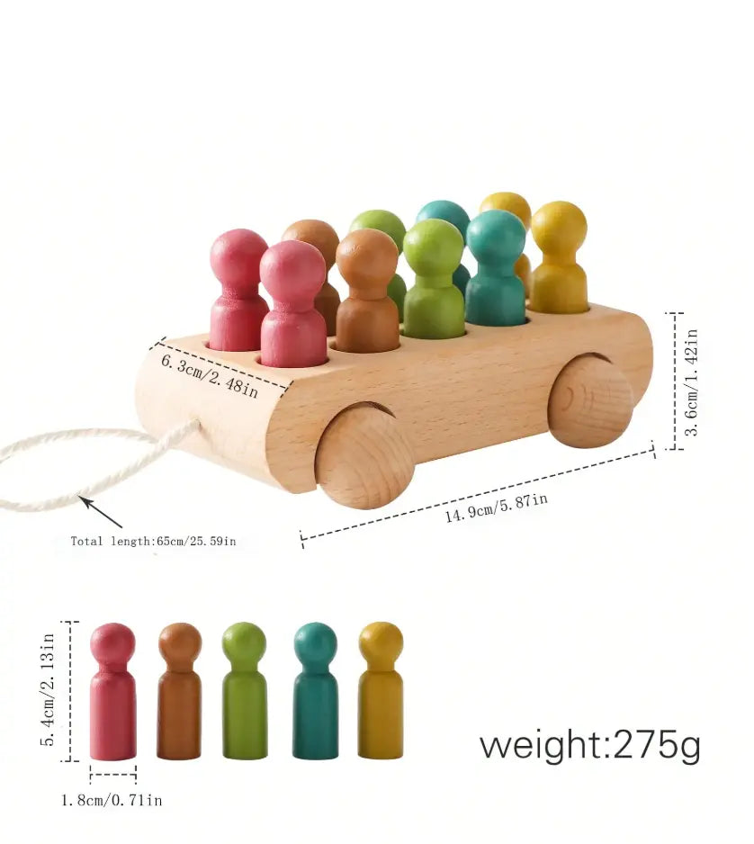 Montessori Colored Beech Car - Little Aron